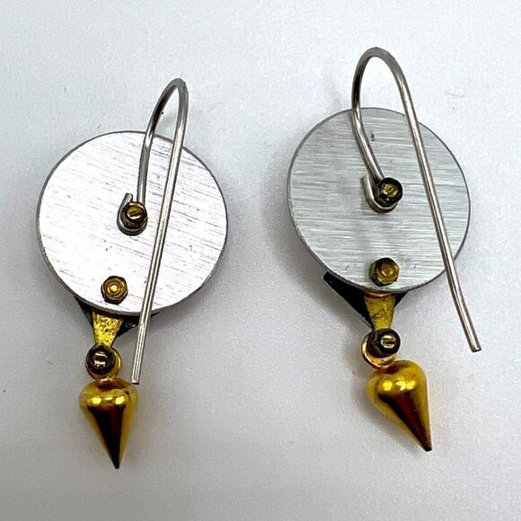 *3/$20* Multi tone metal modernist geometric earrings silver gold bronze - Picture 4 of 4